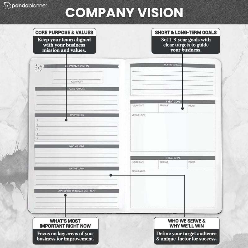 Panda Planner 2026 Business Planner â€“ Undated Daily Work Planner for Professionals & Entrepreneurs â€“ 90 Day Organizer with Goals, KPI Tracker, Monthly Weekly Layout â€“ Compact 8.25â€ x 5.75â€ (Black) - Image 5